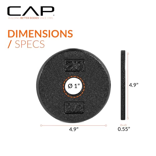 Image of CAP Barbell Standard 1-Inch Cast Iron Weight Plates - Singles & Sets | 1.25-50 lbs | Multiple Options