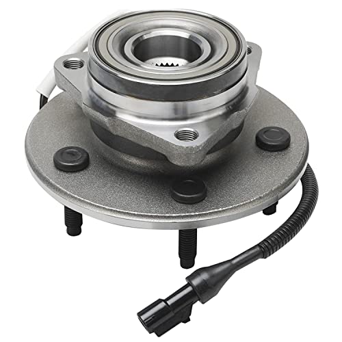 Image of Detroit Axle - Front Brake Kit Wheel Bearing Hubs for 4WD 1997-2000 | Ford F-150 Drilled & Slotted Brake Rotors and Ceramic Brake Pads 1998 1999 Replacement