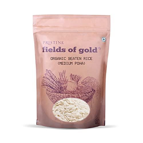 Image of PRISTINE Fields of Gold Organic Beaten Rice (Medium Poha), 500 g (Pack of 2)