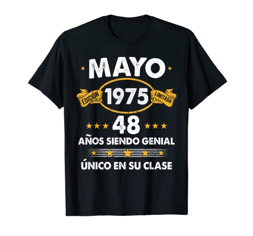 Hombre 48 Años Cumpleaños Regalo Hombre Mayo 1975 Mayo 48 Años Camiseta