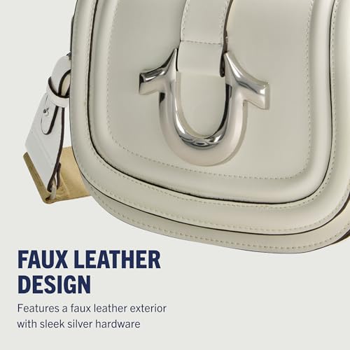 True Religion Shoulder Bag, Women's Faux Leather Crossbody Purse with Adjustable Shoulder Strap, White, One Size3
