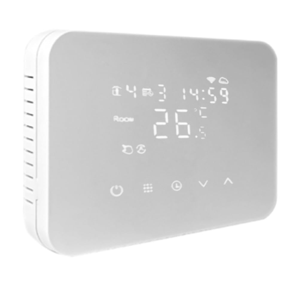 CRONOTERMOSTATO WIFI A BATTERIA SOFT TOUCH SMARTPHONE APP ALEXA TERMOSTATO CALDAIA DA PARETE O BOX 503 programmabile controllabile a distanza TUYA o Smart life CALDO/FREDDO (BIANCO)