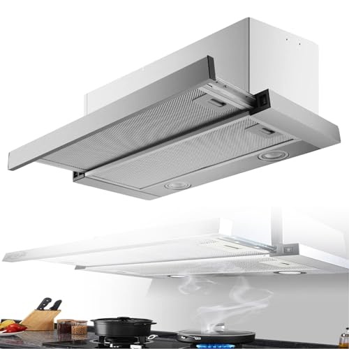 Campana extr-actora de cocina, filtro de metal de 3 capas, extr-actor incorporado de 600 mm con luz LED, campana e-xtractora con ventilación superior, campana e-xtractora extraíble oculta