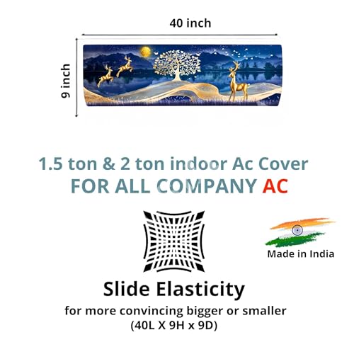 Image of Printed Split Ac Cover Combo Indoor Unit For 1.5 Ton Capacity AC, Inner Unit Ac Cover, All Weather Cover /Attractive Digital Prints /Dustproof /Water Resistant (Jungle Safari & Gold Deer)