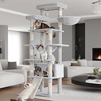 Heybly Katzenbaum 180 Cm Mit Spielzeug | Mit Sisal-Kratzstämmen, Hängematte & Gepolsterter Plüschstange | Für Große & Kleine Katzen