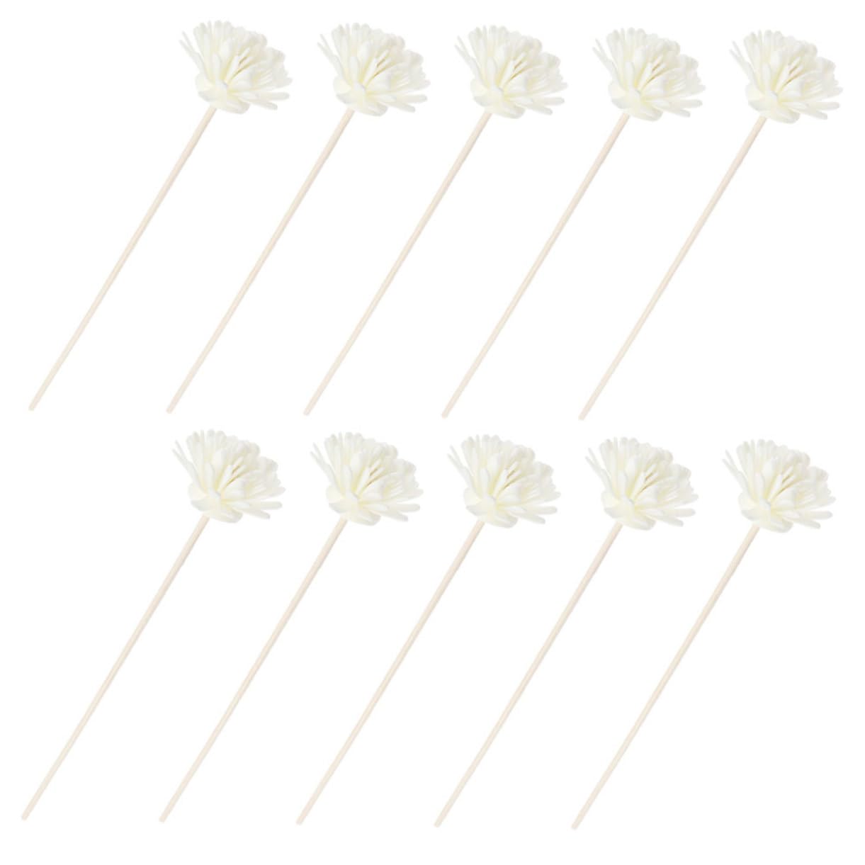 VALICLUD Bâtonnets Diffuseurs pour Diffuseur de Parfum Liquide de Fleurs Simulées Blanches en Bois et PE, Recharge Remplacement Pack de 10 Pièces Décoration Maison DIY