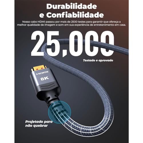 Cabo Hdmi 8k 2 Metros 2.1 Blindado Ultra Full Hd Gold 2m Pc PS5 144Hz