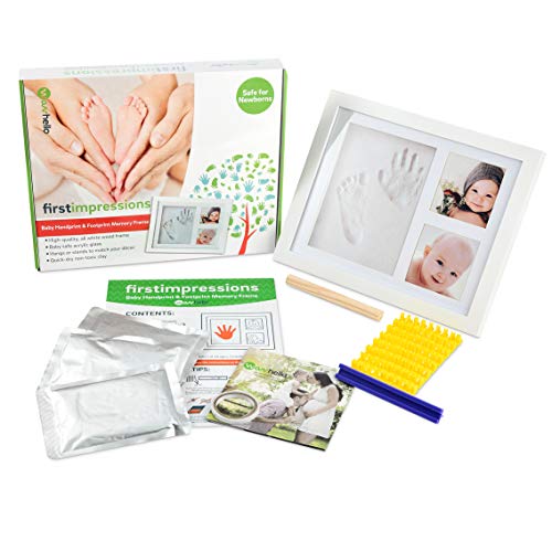 WavHello Baby Handprint & Footprint Frame Kit, Clay Casting & Photo Memory Keepsake Frame, Baby Registry Gift & Baby Shower, Baby Boy Gift & Baby Girl Gift - First Impressions