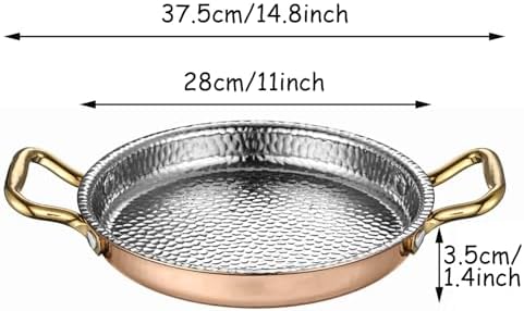 Round Spanish Paella Pan - 304 Stainless Steel Nonstick Seafood Pot, Dual Handle Stockpot for Home Cooking, Ideal for Lobster, Shrimp & Rice Dishes - Kitchen Cookware Essential