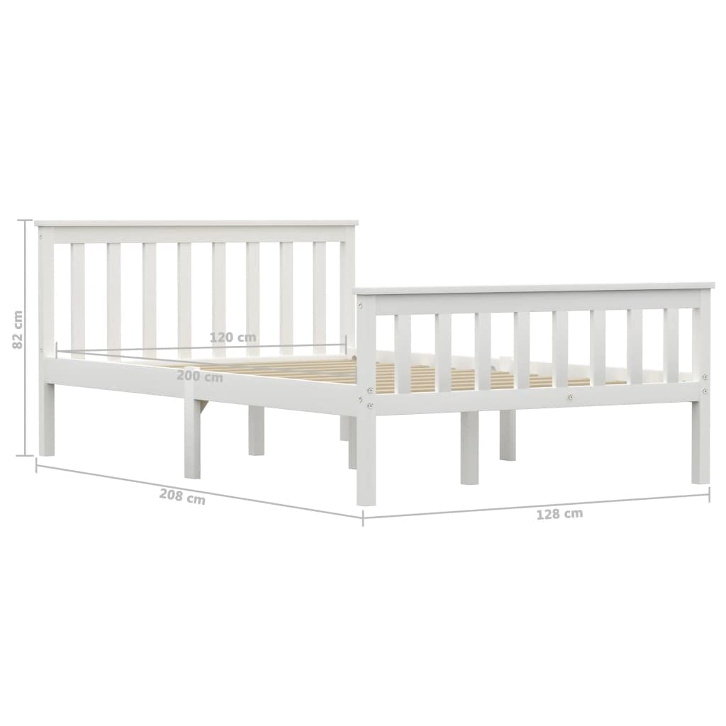vidaXL Kiefernholz Massiv Bettgestell Bett Massivholzbett Holzbett Doppelbett Futonbett Bettrahmen Lattenrost Schlafzimmer Weiß 120x200cm
