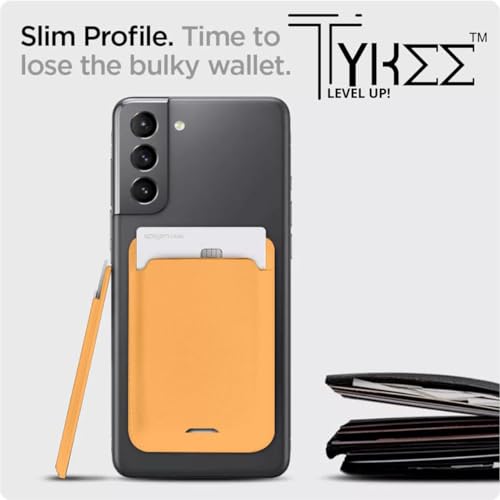 Image of Tykee Magsafe Wallet Vegan Leather Magnetic Card Holder - RFID Blocking for Samsung Galaxy All Series - Sunrise Yellow