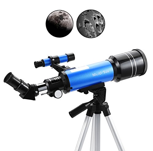 MaxUSee 70mm Refractor Telescope for Kids & Beginners, Travel Telescope with Backpack & Adjustable Tripod for Moon Viewing Bird Watching Sightseeing - Thumbnail 3