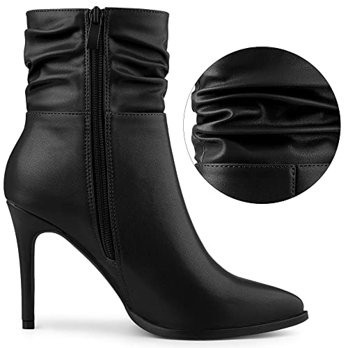 Allegra K Women's Slouched Pointed Toe Stiletto Heels Ankle Boot2