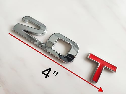 Image of 2X 2.0T Emblem 3D Emblem Decal Sticker Suitable for Cars and Trucks (Silver Red)