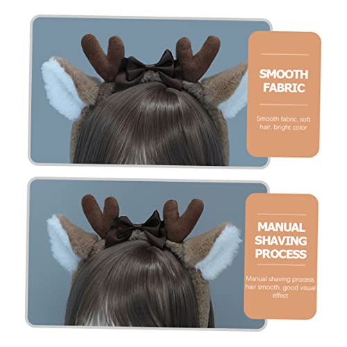 Healeved Christmas Reindeer Antlers Headband Deer Ear Hairband with Plush Material Cute Antlers Design Adjustable Comfort Fit Perfect for Christmas Parties and Costumes - Image 2