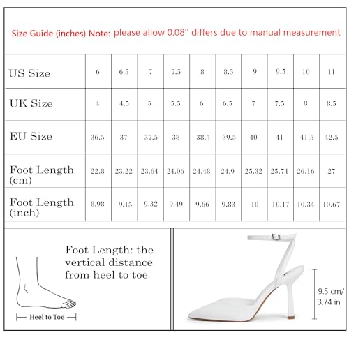 QIY White Closed Toe Stiletto Heels (Sandal, Size 7.5, Pumps) - Faux Leather High Heels with Ankle Strap, Slingback, and Buckle for Women's Formal Occasions by QIY - Used condition - Image 4