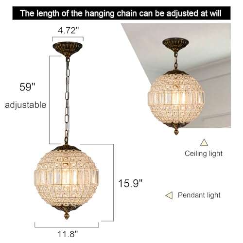 Antique-Crystal-Globe-Chandelier-118-Adjustable-Crystal-Sphere-Classic-Pendant-Light-Fixture-for-Living-Room-Kitchen-Island-Bronze