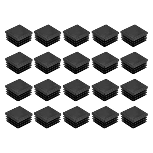 Image of uxcell 24Pcs Square Plastic Plugs, 30 x 30mm /1.18 x 1.18inch PE Pipe Tubing End Caps for 24-28mm /0.94-1.1inch Square Tube Furniture Chair Leg, Black