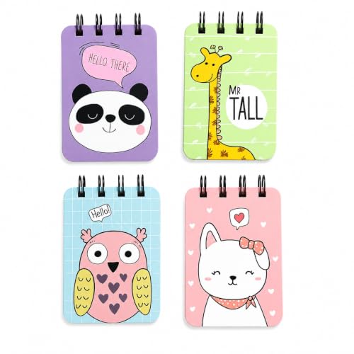 Image of Pocket-Size Notepad (Pack of 4) 100 Pages, Mini Memo Pads for Daily Notes, Lists, Work & Journaling (7x12 cm) Notepad for Office - Zoo Tales