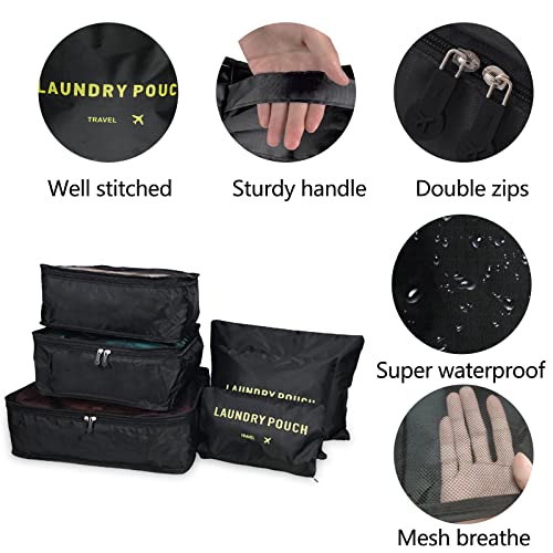 Newaner 8 En 1 Oorganisateur Valise Pochette De Voyage Multifonctions Sacs A Vetements Etanche Organiseur Pochettes De Rangement Avec Sac A Chaussurescosmetique Packing Cubes For Travel Noir