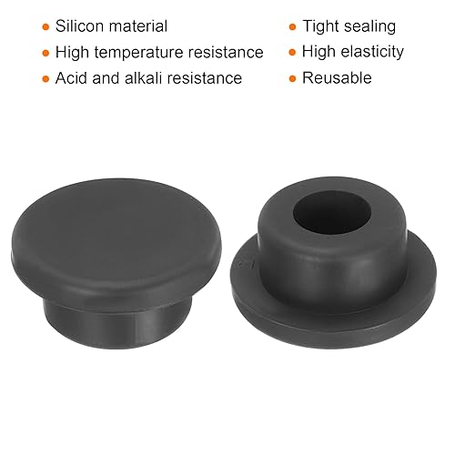 Image of uxcell High Temp Silicone Plug Mount Dia 21mm /0.82 inch T Shaped Rubber Stopper Hole Plugs for Powder Coating Plating Waterproof Plugs Sealing Plugs Black Pack of 10(OD 29mm)