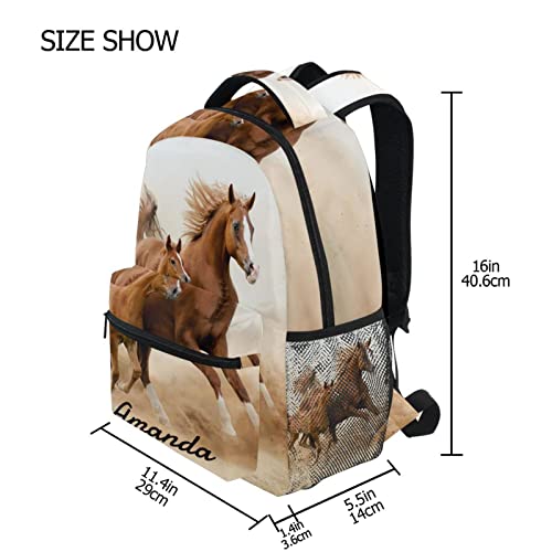 Custom Horse Backpack for Girls Personalized Your Name Text Bookbag Horses Animal School Backpack Bookbag 3rd 4th 5th Grade Elementary Students Daypacks4