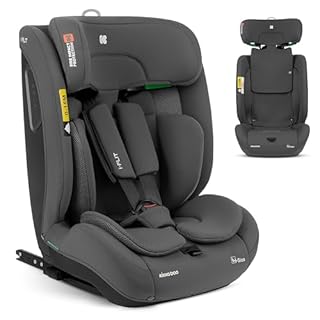 KikkaBoo Seggiolino Auto 9-36 kg ISOFIX i-FLIT, Gruppo 1 2 3, Reclinabile, da 15 Mesi a 12 Anni, i-Size, SPS, Top Tether, Poggiatesta Regolabile, Grigio scuro