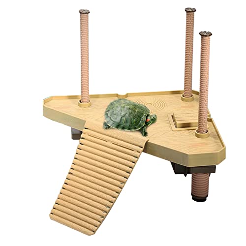 MKNZOME Plate-Forme pour Tortue, Plateforme Flottante pour Reptile avec Gazon Artificiel, Terrasse Île Escalade Quai Station de Repos pour Animaux Semi Aquatiques Bain De Soleil Jeu De Repos, m