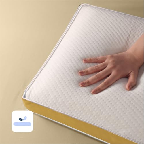 Image of Frido Sleep Plus Memory Foam Pillow | Ergonomic Support for Back & Side Sleepers | Durable, Hypoallergenic & Breathable Cool Pillow | for Everyday Use & Neck, Shoulder Pain | Washable Cover | Yellow
