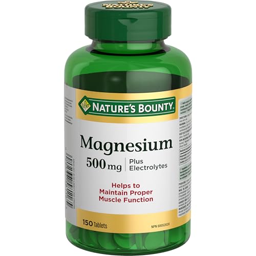 Nature's Bounty Magnesium 500 mg Plus Electrolytes, 150 Tablets (Package May Vary)
