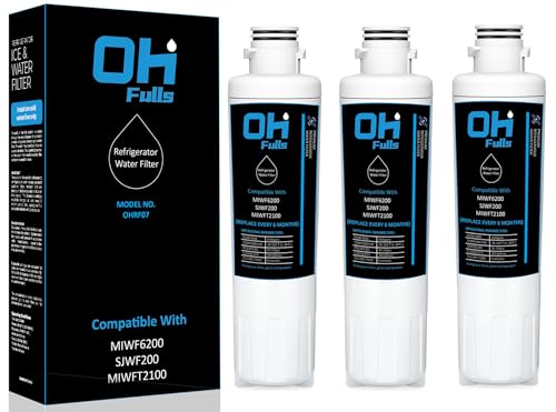 OHFULLS MIWF6200 Water Filter Replacement Compatible with Midea MIWF6200 Sharp SJWF200 SJG2254FS Thor Kitchen WF200 MIWFT2100 MRS26D5AST MF-2008-R2 RFM-W-36 3-Filters Included
