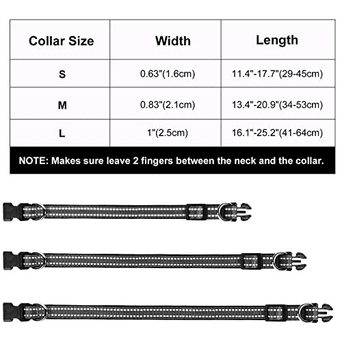 AUAUY Reflektierend Halsband Hund, Verstellbares Atmungsaktives Hundehalsband, Weich Gepolstertes Neopren Nylon Hunde Halsband mit AirTag-Hülle Doppel-D-Ring für Kleine Mittel Große Hunde(Schwarz-S)