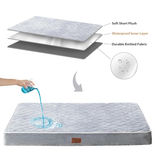 Image of WNPETHOME Velvet, Orthopedic Dog Bed - Large, Giant Size, Removable Washable Cover & Anti-Slip Bottom, Egg Crate Foam Mat, Xxxl