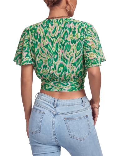 Image of LYANER Women's Tie Front Sexy Crop Tops