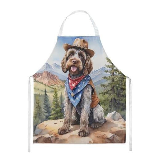 Caroline's Treasures Wirehaired Pointing Griffon Cowboy Welcome Apron Cooking Kitchen Server Baking Crafts Gardening for Adult Women Men, Unisex, Large, Multicolor