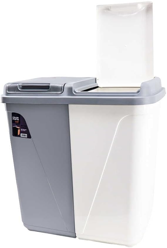 Kastamonu Plastic Violet 90 Liter Double Eyed Laundry Basket Grey-White