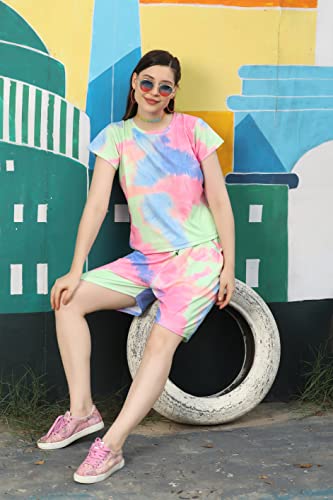 Image of DHRUVI Trendz Co Ord Set for Women | Outfits Tracksuit Set | Co Ord Set for Women | Travel Co Ord Set for Women |Tie Dye Printed Short | Half Sleeve