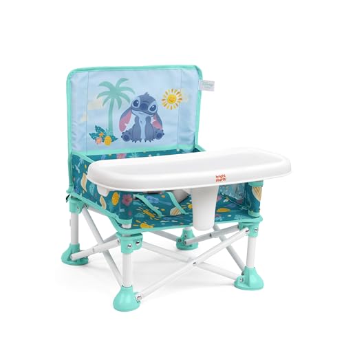 Image of Bright Starts Disney Stitch Pop 'N Sit Portable Booster, Indoor /Outdoor Use, Floor Seat with Feeding Tray, Blue, 6 Mos - 3 Yrs (Pack of 2)