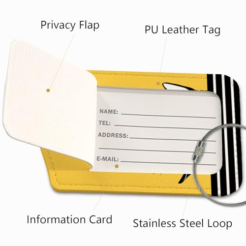 Funny Cat Luggage Tags for Suitcases,Not Your Bag Travel Bag Tag with Steel Loop,Cute 2 Pack Baggage Tag Blue,Handbag School Bag Backpack Traveling Accessories,Cat Lover Gifts（Yellow）3