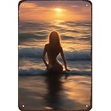 セクシーポスター 女の子 ビキニ アート 装飾 ブリキ看板 寝室 男性 洞窟 リビングルーム キッチン コーヒー バー バスルーム バー オフィス アート 壁装飾 8x12インチ