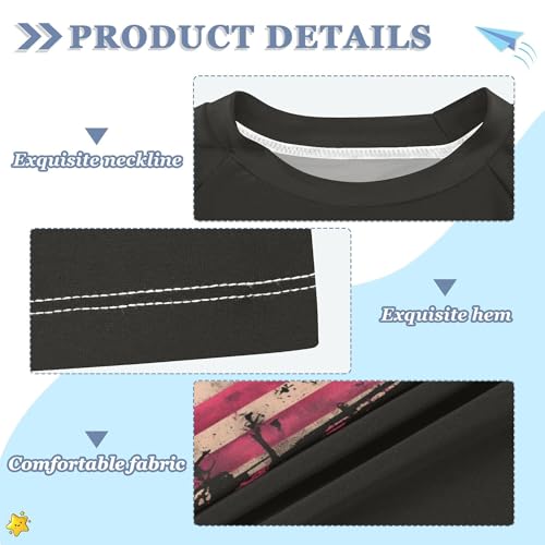 Rustic Distressed Pink American Flag Girl Bathing Suit Sun Protection Athletic Tops Swimwear Beach Tops 3T3