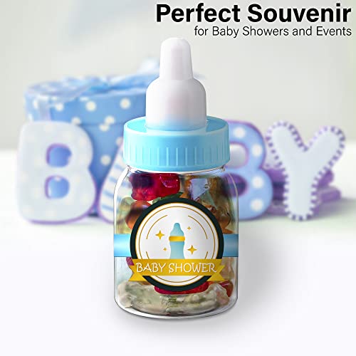 MT Products Blue Baby Bottles for Baby Shower - 3.5 inches Tall - (48 Pieces) Baby Shower Favors for Parties, Games or Decorations - (Including The Cover)