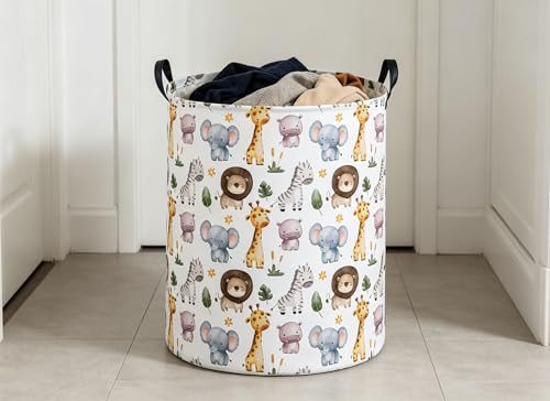 Image of DDBASKE Laundry Basket Animal Hamper for Nursery Cute Storage Bin Organizer Room Decor for Home(Zoo)