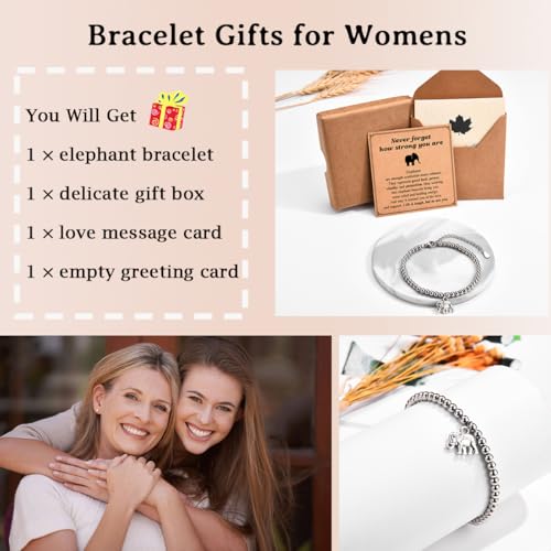 Elephant Gifts for Women, Inspirational Elephant Bracelet Get Well Soon Feel Better After Surgery Recovery Encouragement Gifts for Women Girls Her4
