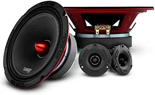 DS18 Mid and High Car Speaker Package - 2X 6.5" Midrange, 2X 1" Tweeters, Built-in Crossover