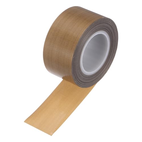 Image of HARFINGTON Fabric PTFE Tape Roll, 1.2 inch x 33ft High Temperature PTFE Adhesive Tape 0.18mm Thickness for Vacuum Sealer Machine Hand Sealers, Brown