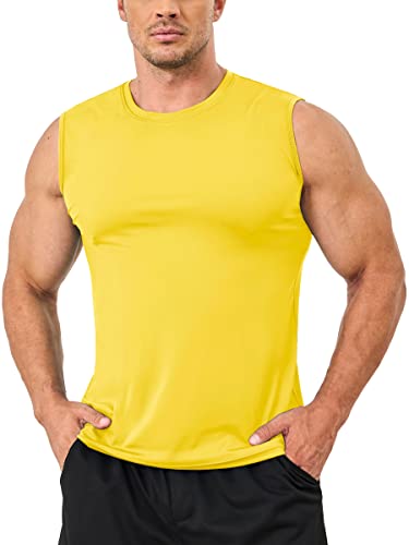 Tacvasen Upf 50 Tank Top Men Men Yellow Sleevelss Shirts Mens Tank Top Undershirt Men's Tank Tops Beach Sleeveless T Shirts For Men #TOP23