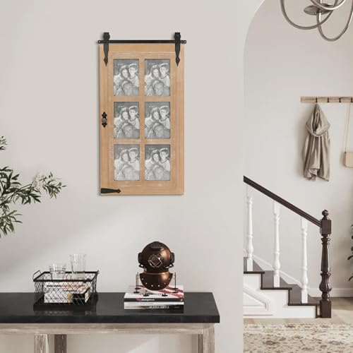 ABBSR Farmhouse 5X7 Picture Frames Collage Wall Decor, Wooden Barn Door Window Multi Opening Photo Frame for Living Room, Bedroom, Entryway