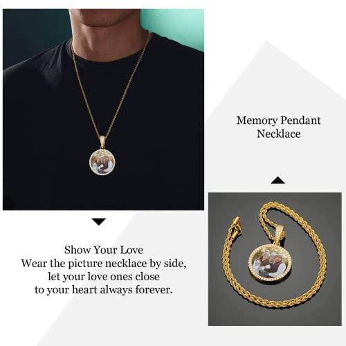 Yimeraire Picture Necklace Personalized Customized Engraved Text Photo Memory Pendant Heart Women Locket Photo Pendant Necklace Custom Picture Necklace Father Day Gift #TOP3
