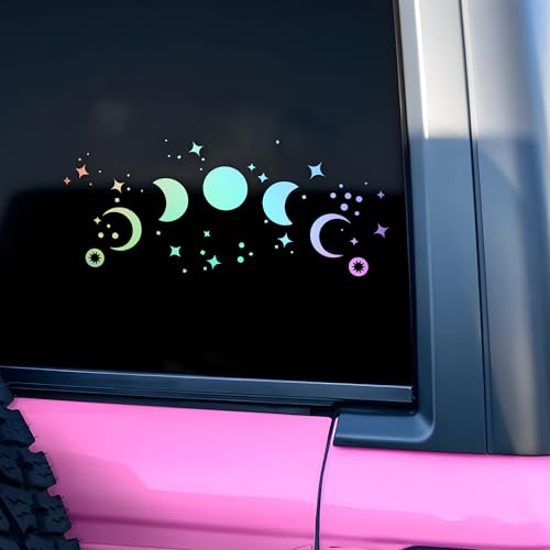Moon Phases Car Decal Funny Star, Celestial Inspiration Positive, Bookish Humor Car Window Mirror Decal Accessories Affirmations Vinyl Waterproof 8 Inches Bumper Sticker Gifts for Mom Dad Friend